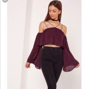 Missguided dark purple Bardot top
